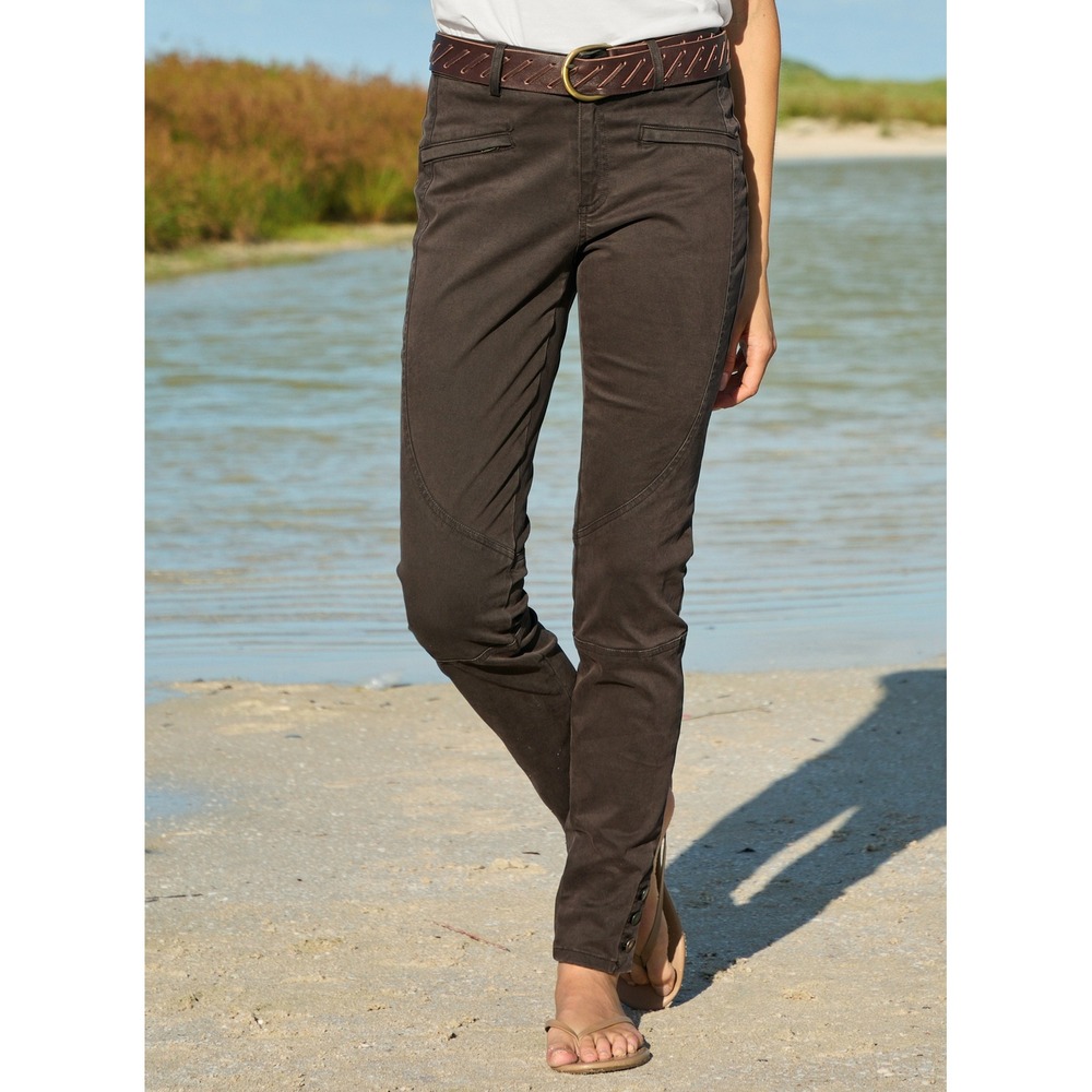 Peruvian Connection Ryder Pants Womens 4 Dark Brown Stretch Ankle Button